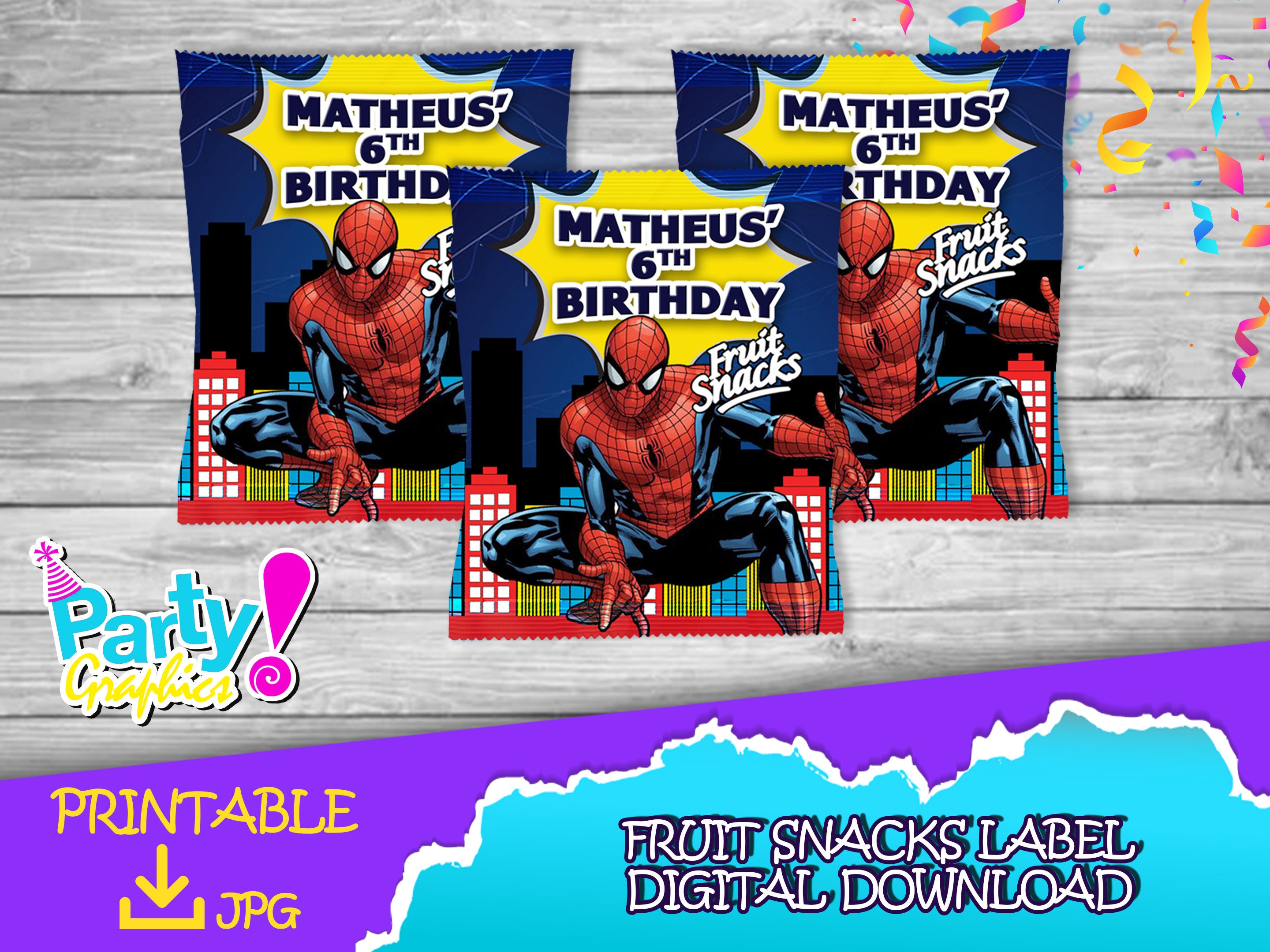Spiderman Birthday Pack chip Bag fruit Snacksfavor Bag Etsy