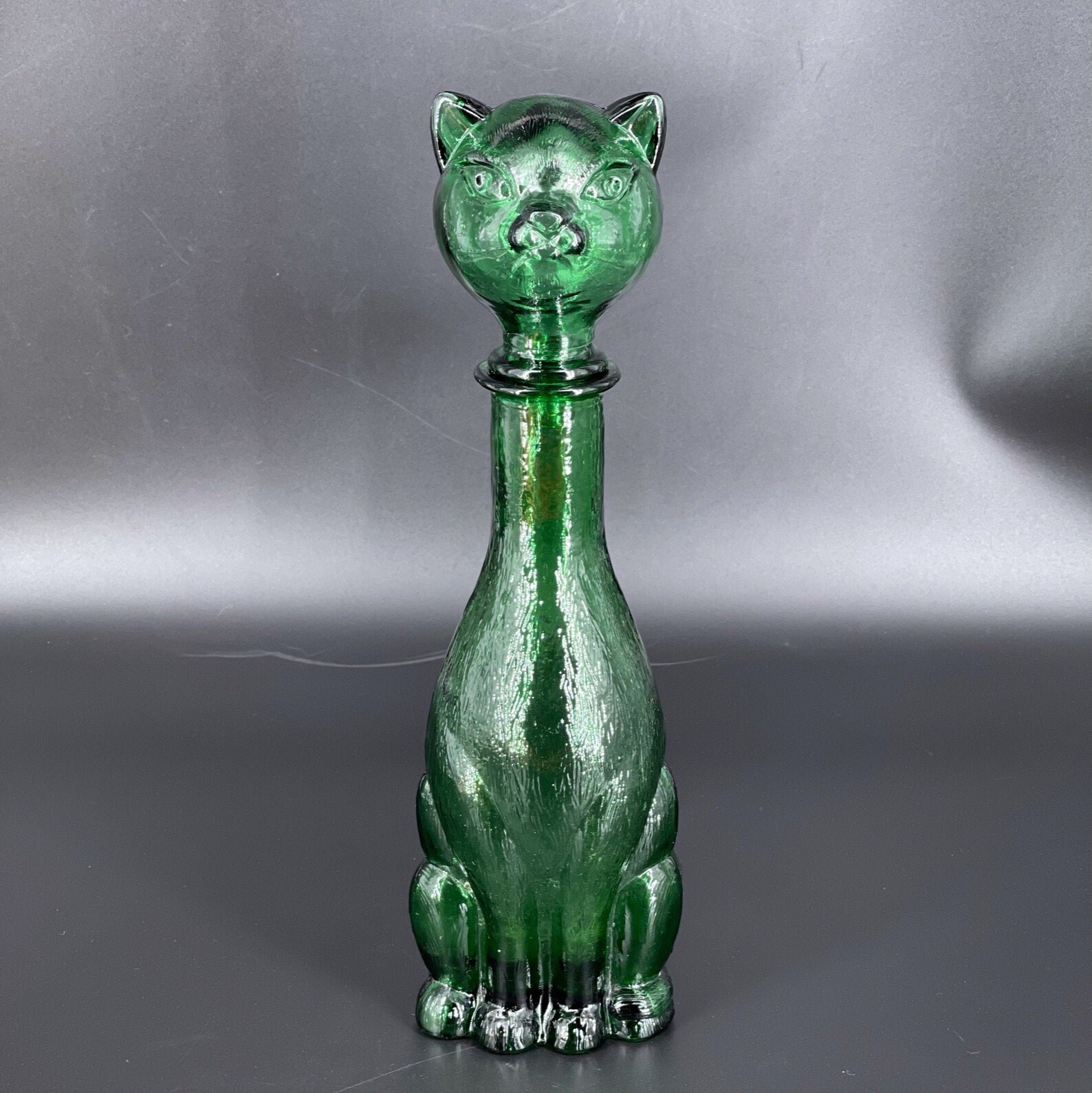 Vintage Green Glass Cat Bottle / Green Glass Liquor Novelty Etsy