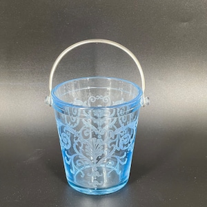 Fostoria Versailles Azure Blue Ice Bucket with Handle