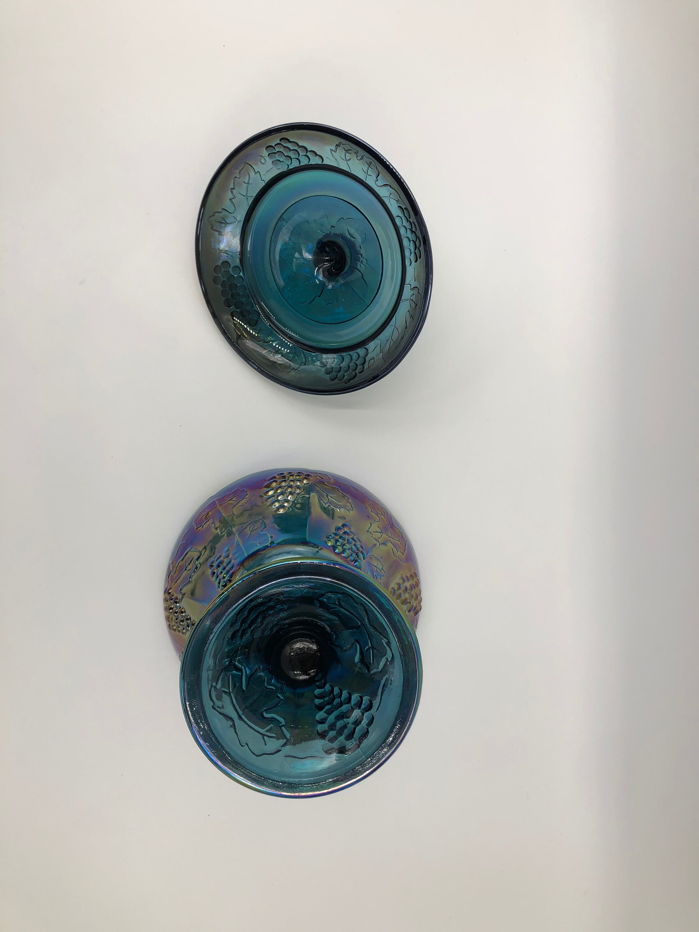CANDY DISH/GOBLETS/ Blue Iridescent Carnival Indiana Glass - Etsy.de