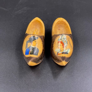 Antique Hand Carved Solid Wood Clogs Shoes