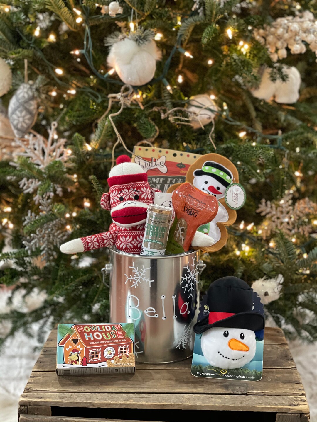 Dog Holiday Gift Basket Custom Puppy Christmas Presents of Etsy