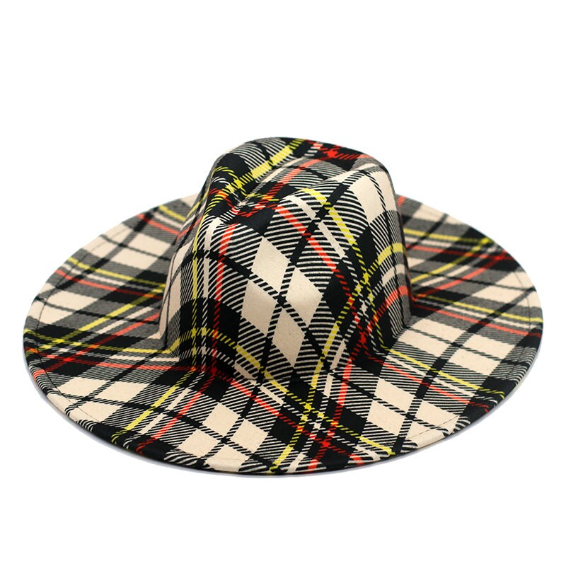 Classic Plaid Fedora Hat Jazz Hat 