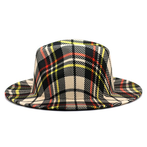 Classic Plaid Fedora Hat Jazz Hat 