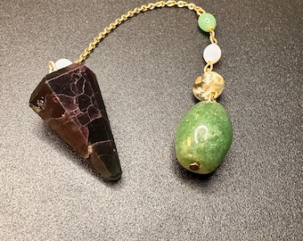 Fluorite Pendulum for Dowsing | Vintage Jade and Agate beads | Intuition and Spiritual Support Tool