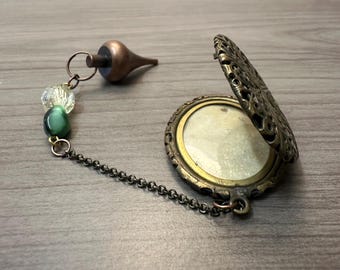 Vintage Filigree Locket Dowsing Pendulum | Pocket Dowsing | Spiritual Exploration | Intuition | Bronze