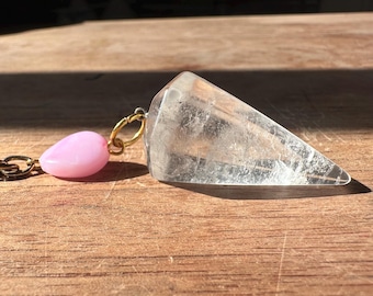 Clear Quartz and Gorgeous Vintage Glass Beads | Handmade | Dowsing Pendulum | Divination Spiritual Tool