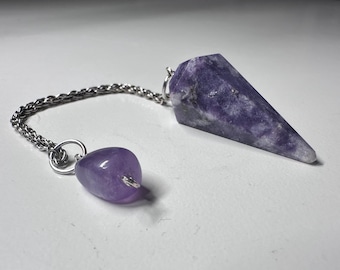 Lepidolite Dowsing Pendulum | Upcycled Gold Chain and Sweet Purple Bead | Divination Tool