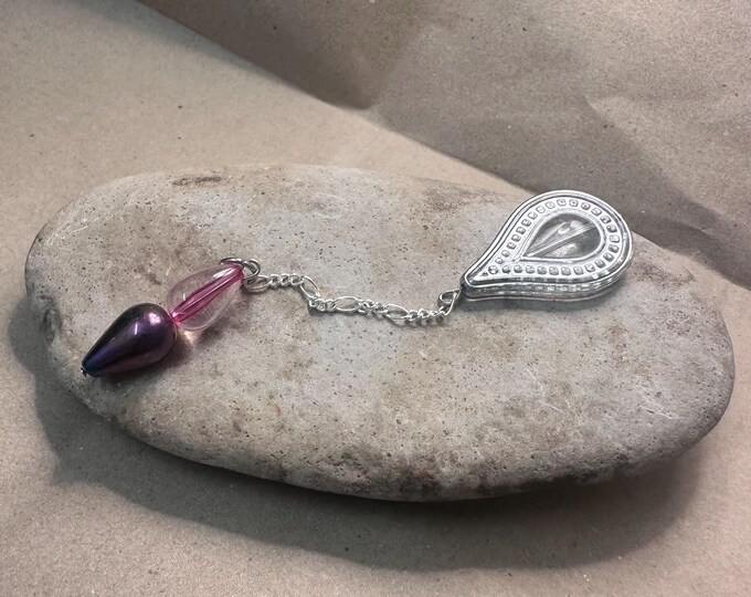 Small Simple Unique Beaded Pendulum: Glass and Plastic Bead Dowsing Tool