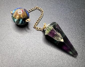 Fluorite Pendulum for Dowsing | Vintage Beads, Upcycled Materials | Use your Intuition