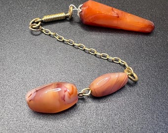 Fire Red Pendulum with vintage Agate Beads for Dowsing | Intuition and Spiritual Support Tool