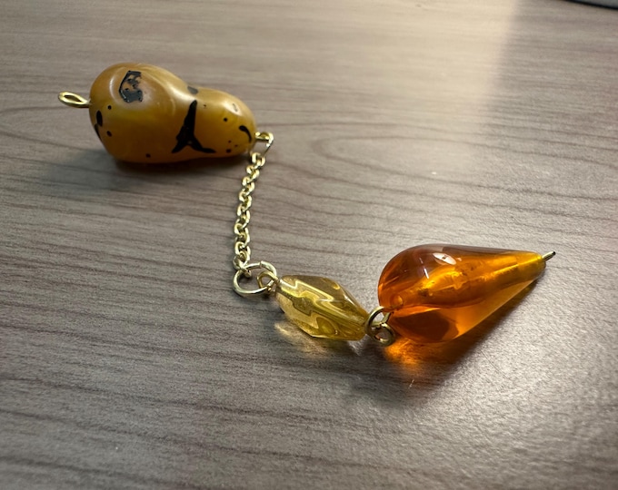 Glowing Orange Pendulum with Vintage Beads | Nurturing + Transformative | Handmade Dowsing Tool | One-of-a-Kind Connection to Self