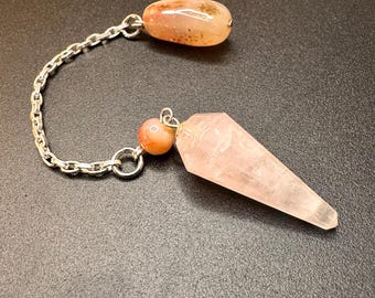 Rose Quartz Dowsing Pendulum | Vintage Agate Beads | Upcycled Intution Tool | Fidget Spinner