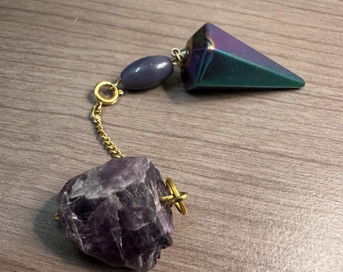 Fantastical Amethyst and Synthetic Mirror Purple Pendulum | Pocket Dowsing Tool | Spiritual Exploration | Fidget Spinner