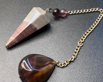 Shiva Lingam Dowsing Pendulum | Upcycled Chain Glass and Resin Purple Beads | Divination Tool