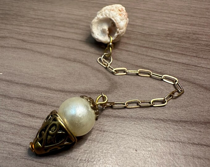 Found Shell and Vintage Bead Pendulum for Dowsing & Divination Sustainable, Upcycled Materials