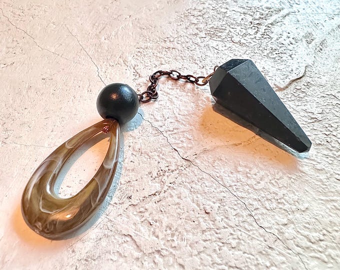 Shungite Pendulum: Brown Resin & Black Wood Divination Tool