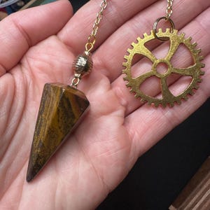 Tigers Eye Steampunk Dowsing Pendulum | Pocket Dowsing | Spiritual Exploration | Fidget Spinner | Intuition Tool