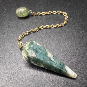Tree Agate Pendulum for Dowsing | Vintage Beads, Upcycled Materials | Fidget Spinner Intution Tool
