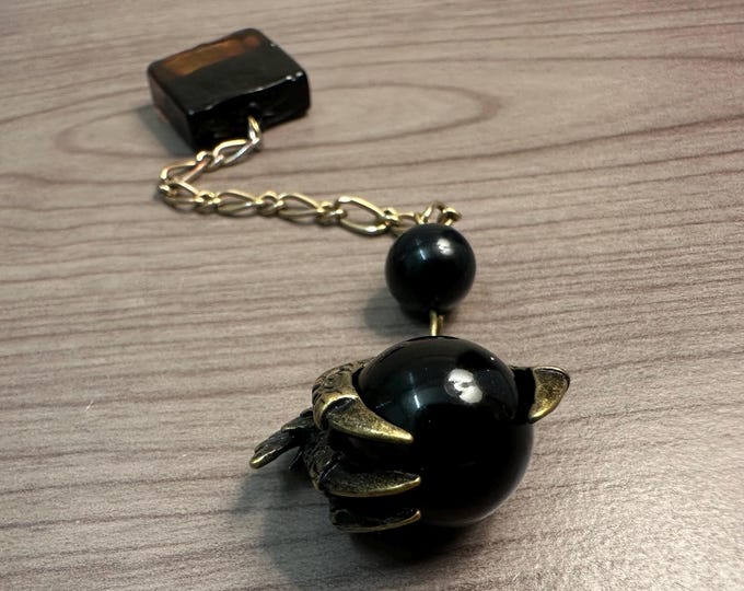 Dragon Claw Graspng Black Black Bead | Pocket Dowsing Tool | Emotional Clarity + Intuition | Handmade Divination Tool