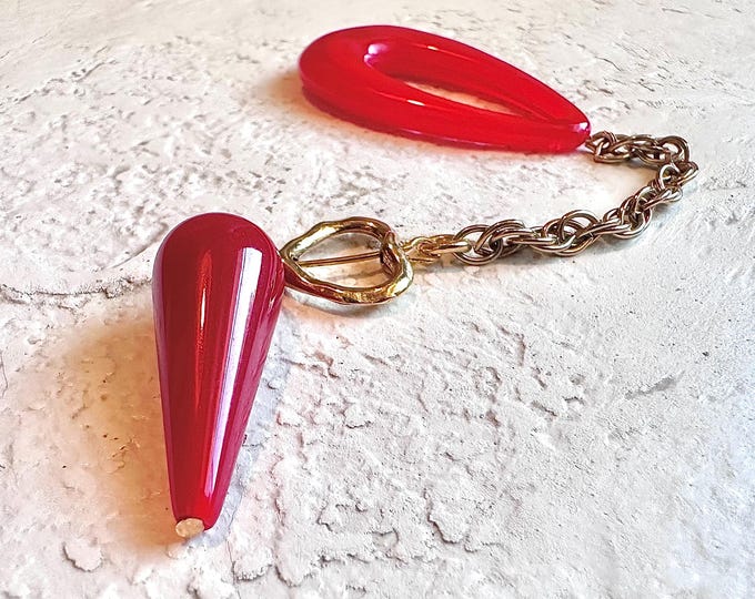 Red Tear Drop Dowsing Pendulum: Handmade Divination Tool