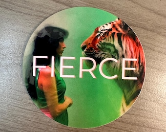 Fierce Tiger Staredown Sticker: Laptop, Water Bottle Decal