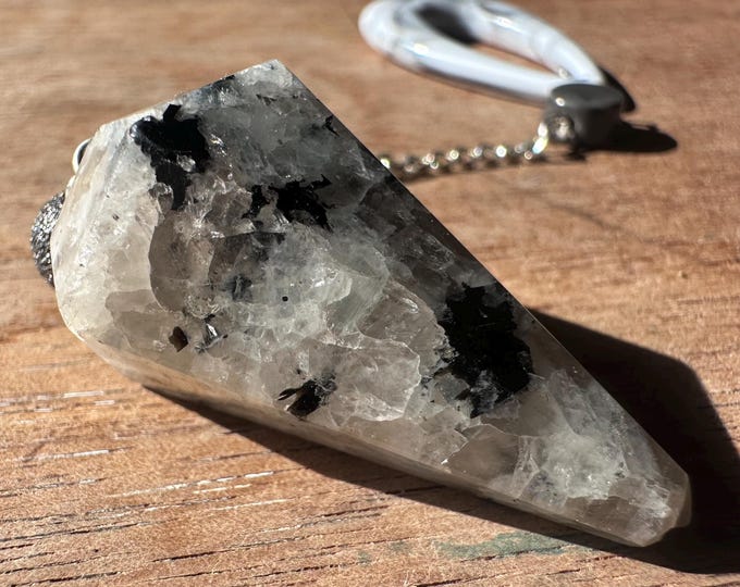 Milky White Moonstone Pendulum | White Resin Handle | Handmade | Dowsing Pendulum | Divination Spiritual Tool