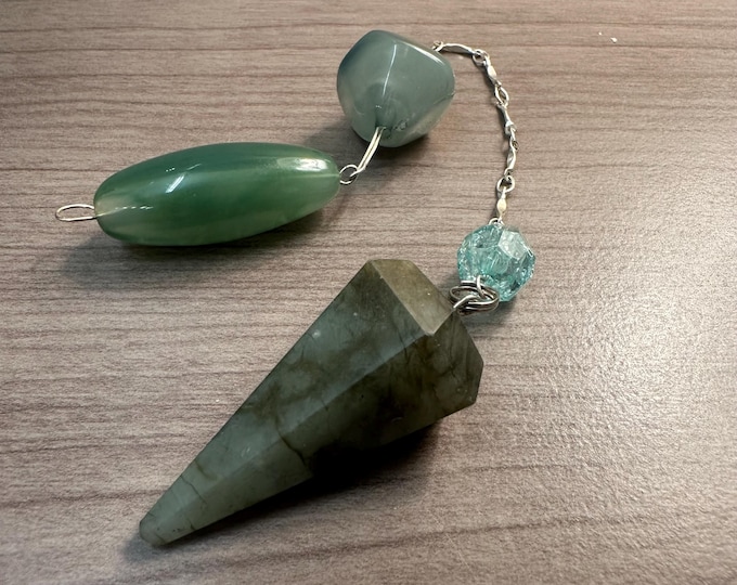Eco-Friendly Labradorite Pendulum for Dowsing & Divination Sustainable, Upcycled Materials, agate