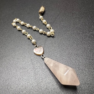 Small Rose Quartz Dowsing Pendulum | Vintage Glass Beads | Upcycled Intution Tool | Fidget Spinner