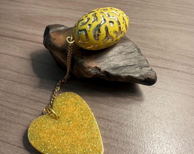 Yellow Sparkles and Gold Dowsing Pendulum | Pocket Rock | Intuition Exploration | Fidget Spinner