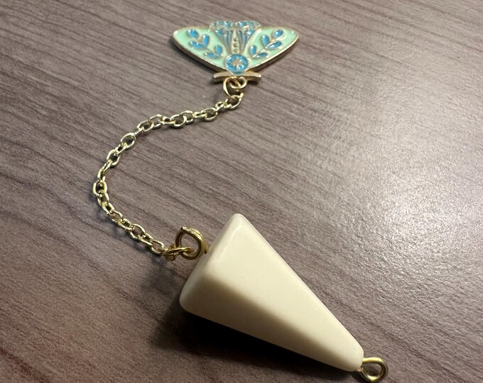 White Minimalist Pendulum with Butterfly Charm | Sleek Design for Clear Dowsing | Unique Material | Spiritual Divination Tool