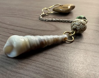 Willamette River Stone Dowsing Pendulum | Pocket Dowsing | Spiritual Exploration | Intuition | Resin Shell and Vintage Beads