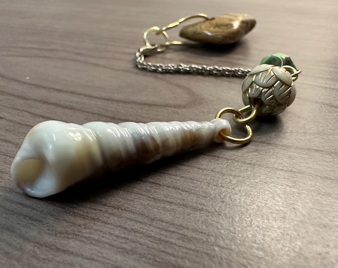 Willamette River Stone Dowsing Pendulum | Pocket Dowsing | Spiritual Exploration | Intuition | Resin Shell and Vintage Beads