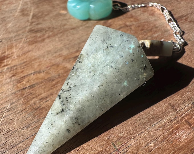 Green Moonstone | Handmade | Dowsing Pendulum | Divination Spiritual Tool