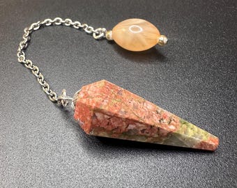 Unakite Jasper Pendulum for Dowsing | Vintage beads, Upcycled Materials | Intution Support