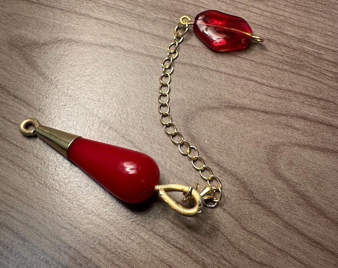 Unique Hand Made Pendulum for Dowsing & Divination. Sustainable, Upcycled Materials. Fire Red for Root Chakra Recharge.