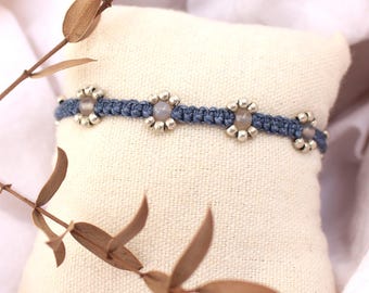 Bracelet noué « Roseto » en argent avec perles de pierres précieuses