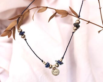 Collier « Colombo » en argent avec pendentif soleil et pierres précieuses