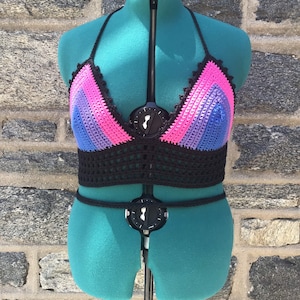 Made To Order Bi Pride Crochet Crop Top: 100% Cotton