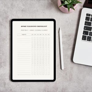 Lista de tareas de limpieza del hogar imprimible, cronograma de limpieza semanal, planificador de limpieza del hogar, lista de tareas, rastreador de limpieza minimalista en PDF