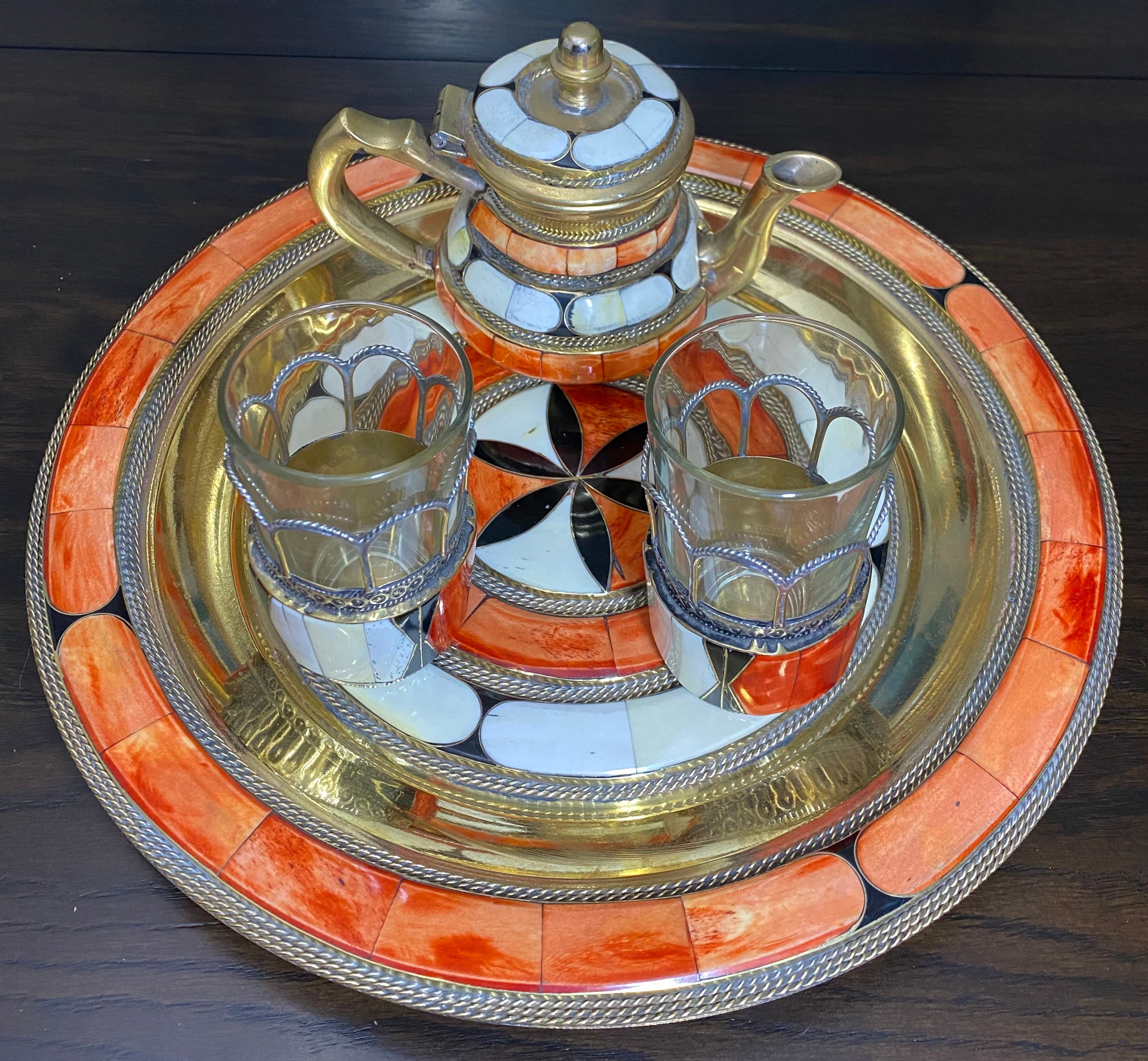 Handmade Authentic Moroccan Tea Set designed with Copper and Etsy