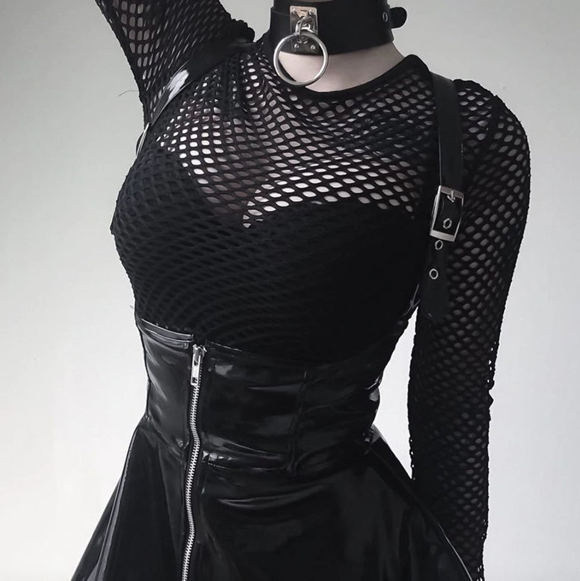 Goth Dark Leather Gothic Women Skirt Black Zipper Skirt Etsy