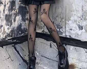 skull fishnet tights