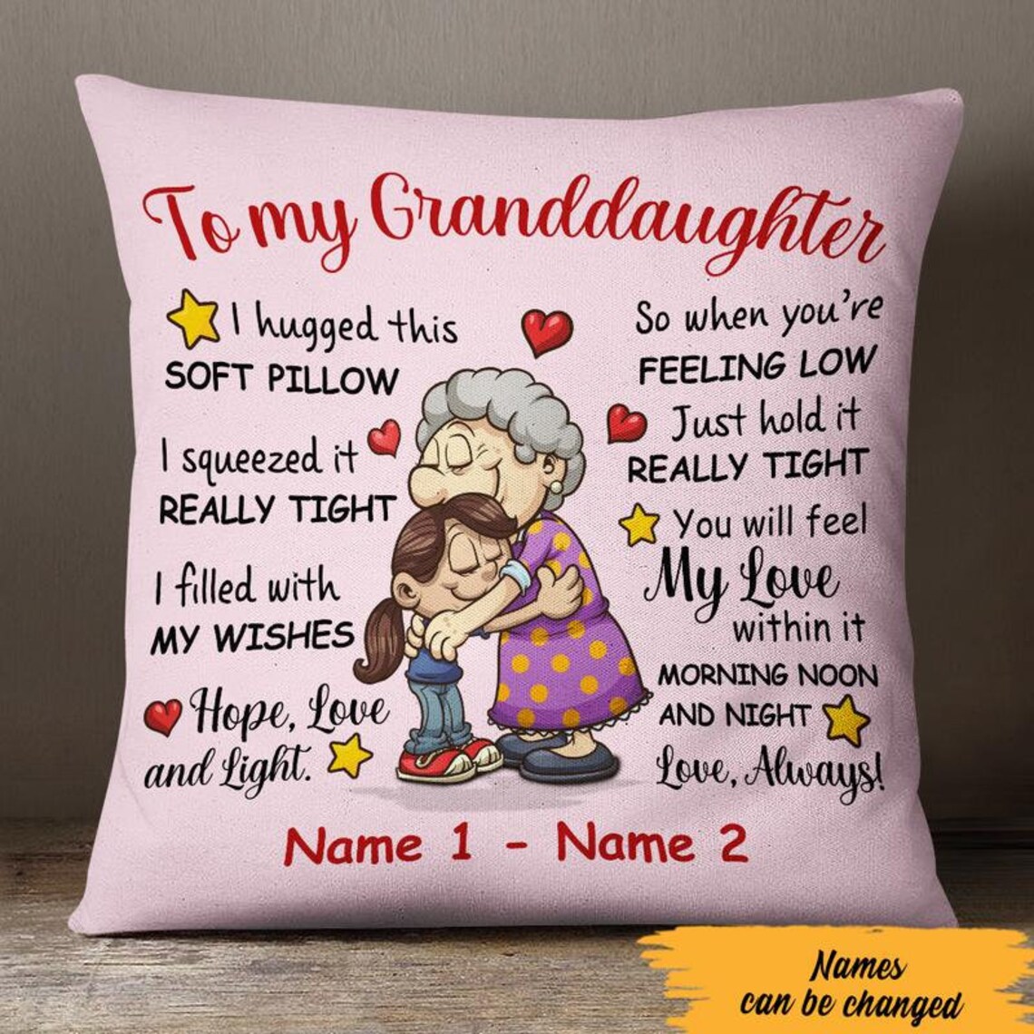 Personalized To My Granddaughter Pillow Custom Text Design Etsy
