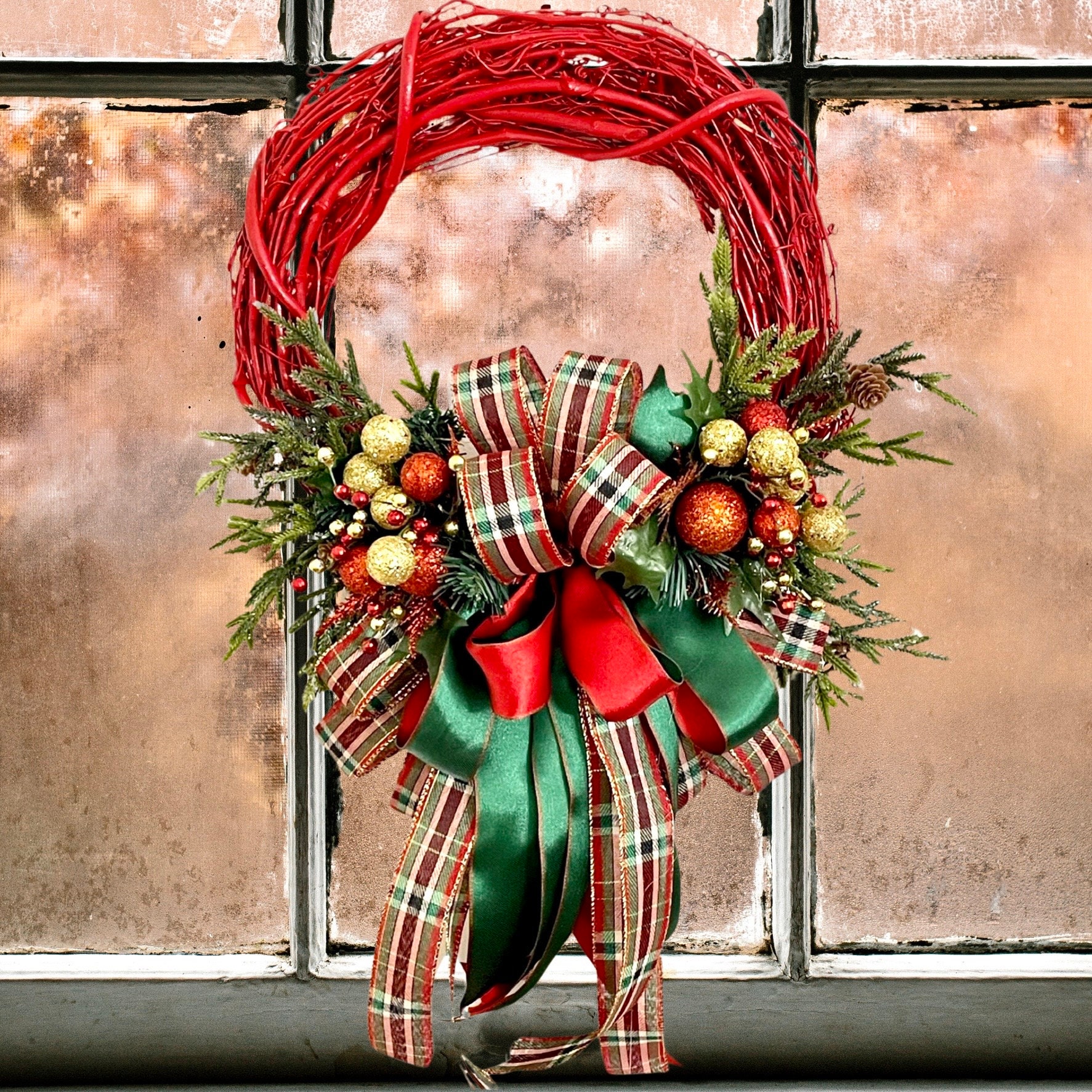 Red Bow, Christmas Wreath Bow, Window Bow, Red Indoor/ Outdoor