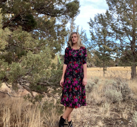 Bohemian Floral 1980's/1990's Long Dress