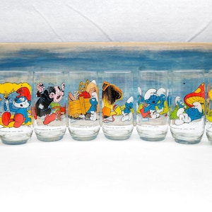 Vintage 1982 Peyo Smurfs Glasses - Papa Smurf, Gargamel, Smurfette and more!