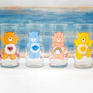 Vintage 1983 Care Bears Pizza Hut Drinking Glasses, Collector's Series - FREE SHIPPING