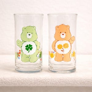 Vintage 1983 Care Bears Pizza Hut Glasses – Good Luck, Friend Bear Extended Series