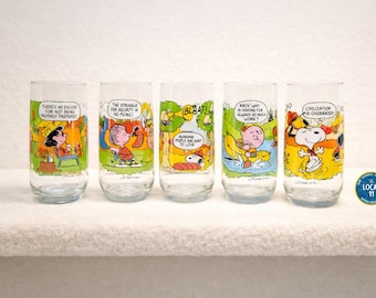 Vintage 1983 McDonald’s Charlie Brown Glasses 'Camp Snoopy Collection'